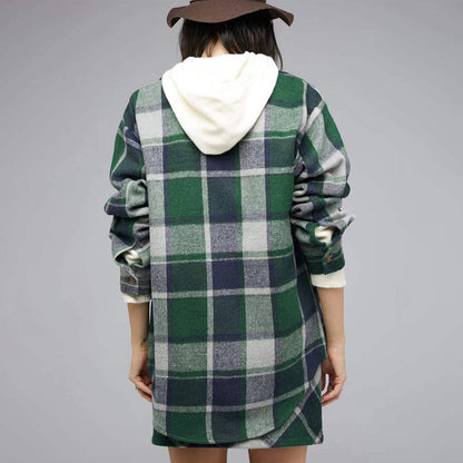 GRACIE -  Plaid Charm Oversized Shirt Jacket