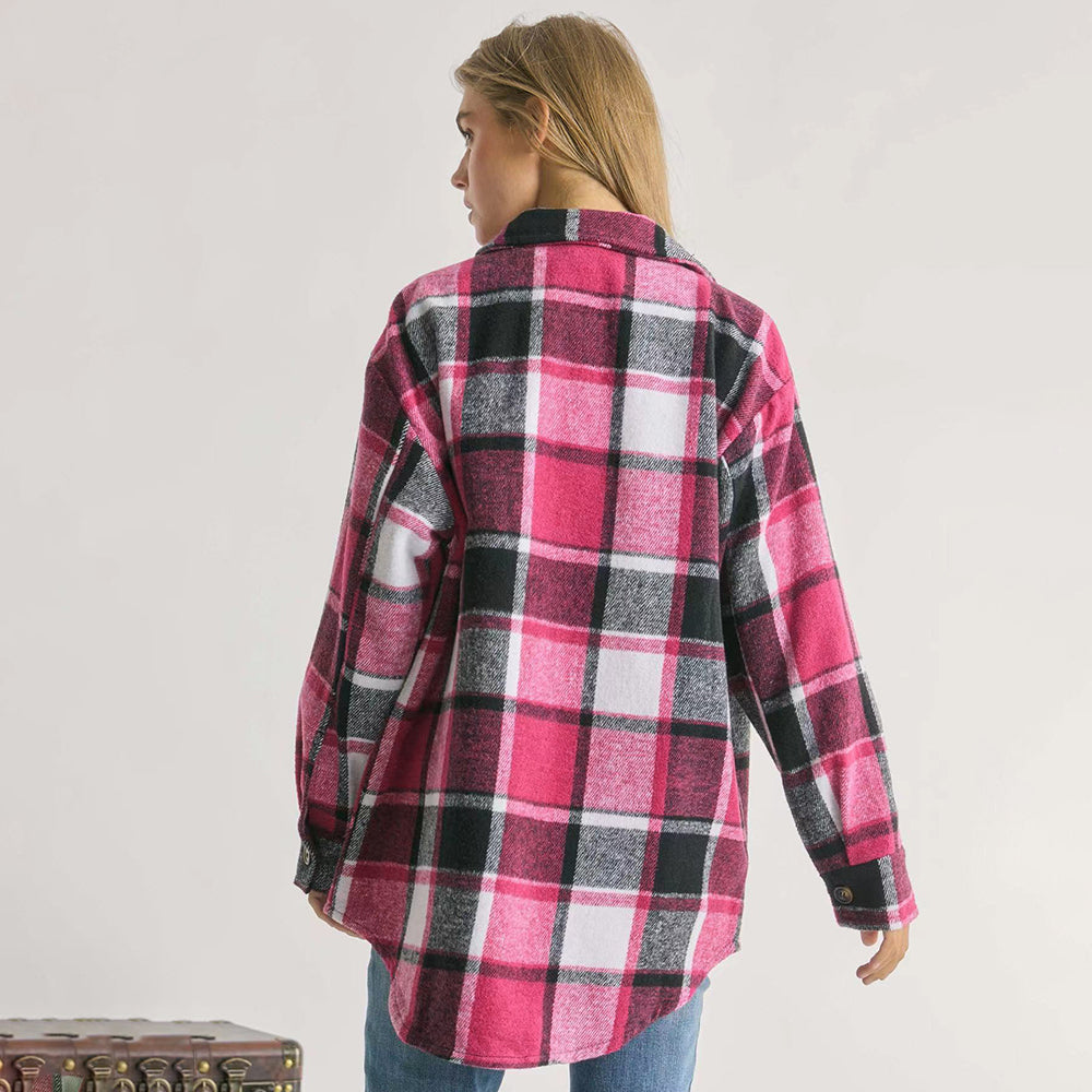 GRACIE -  Plaid Charm Oversized Shirt Jacket