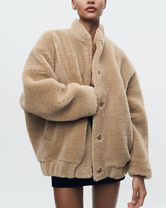 COSMA - Soft Oversized Teddy Bear Fleece Jacket