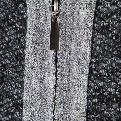 CARLO - Wool Zip Sweater With Motif