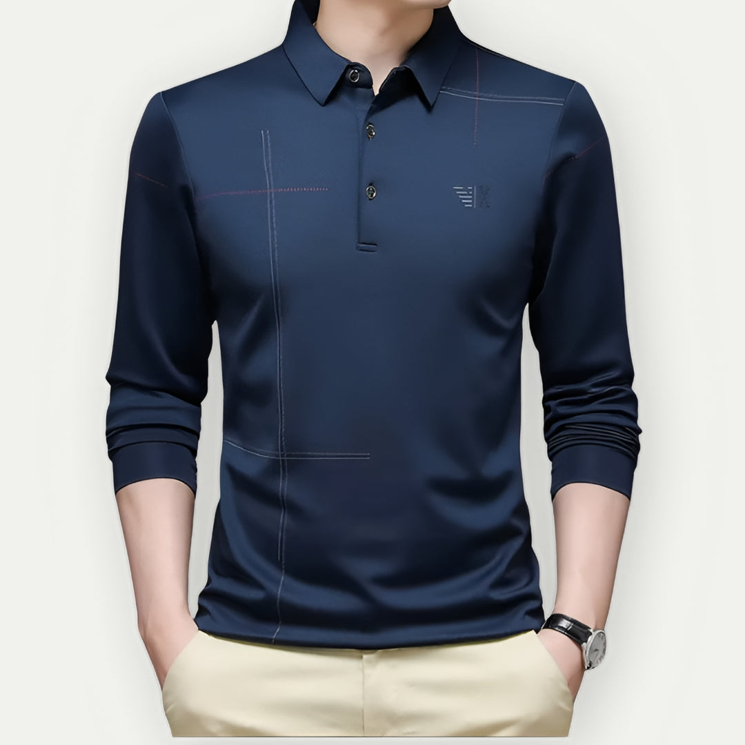 MADURO - Elegant Long Sleeve Polo Shirt