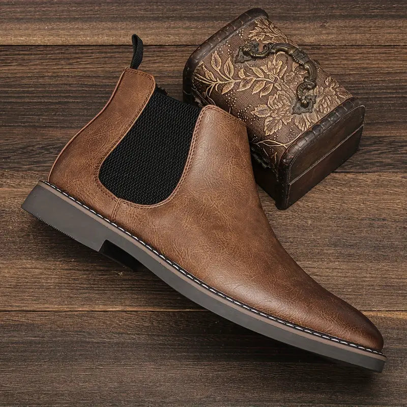 WAYLON - Handcrafted Leather Chelsea Boots Rich Brown