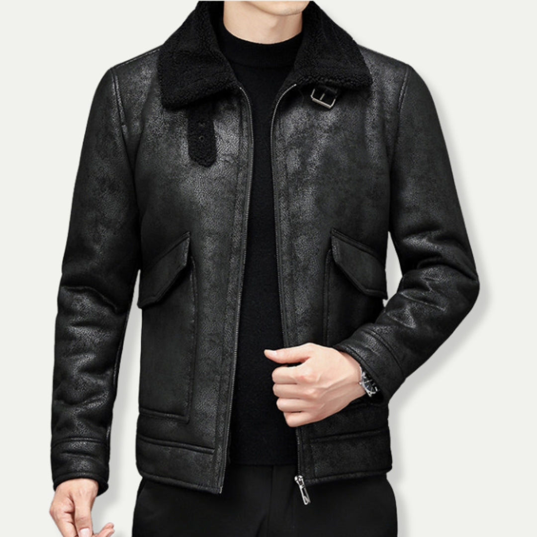 LANGTON - Suede Look Biker Jacket