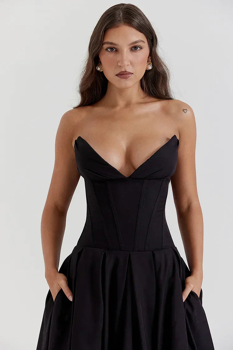 Julia - Strapless V-neck Dress