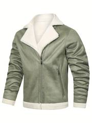 KARSTON - Bomber Jacket with Contrast Collar and Lining Sage Green