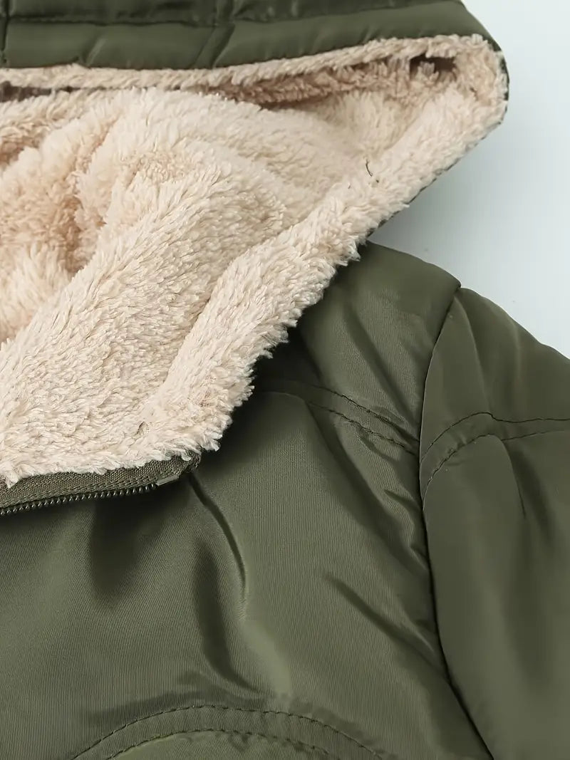 GOGO -  Hooded Puffer Jacket with Fleece Lining