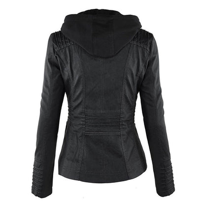 ASHTON - Vegan Leather Jacket With Detachable Hood