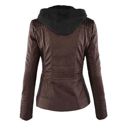 ASHTON - Vegan Leather Jacket With Detachable Hood