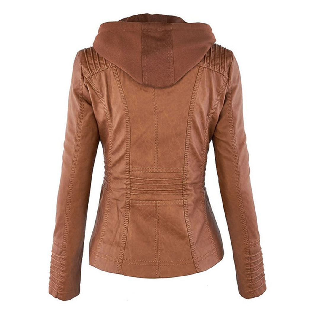 ASHTON - Vegan Leather Jacket With Detachable Hood