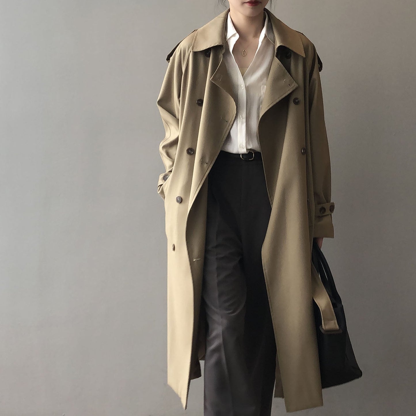 KHARI -  Double-Breasted Trench Coat