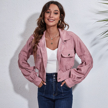 GALA -  Blush Pink Cropped Corduroy Jacket