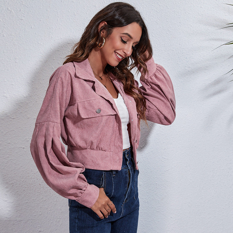 GALA -  Blush Pink Cropped Corduroy Jacket