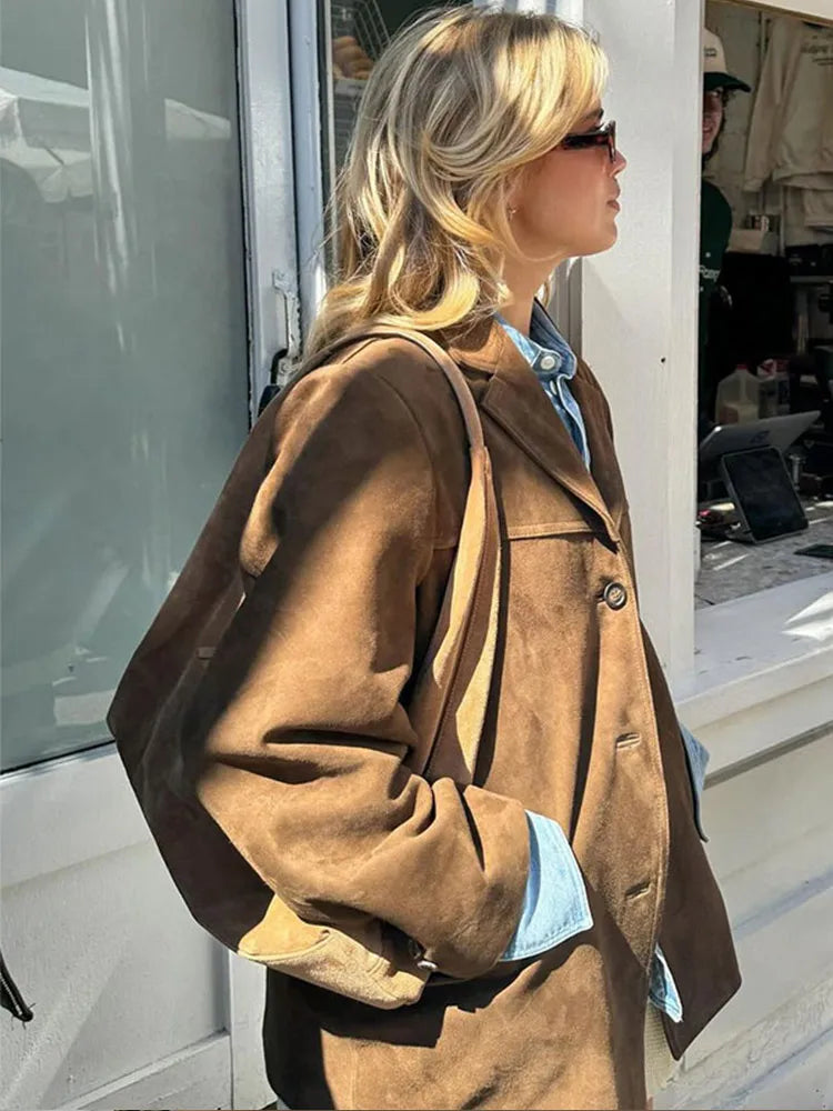 Layla Classic Brown Suede Jacket | Women's Timeless Jacket