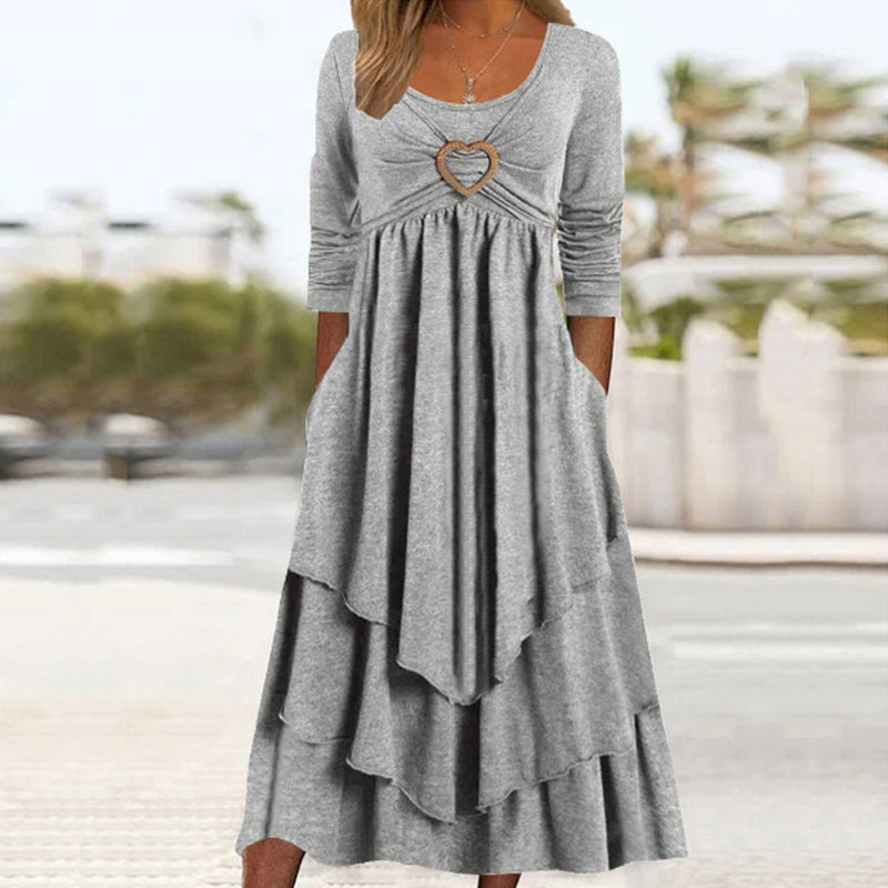 CORAL - Plain Dress With Long Sleeves