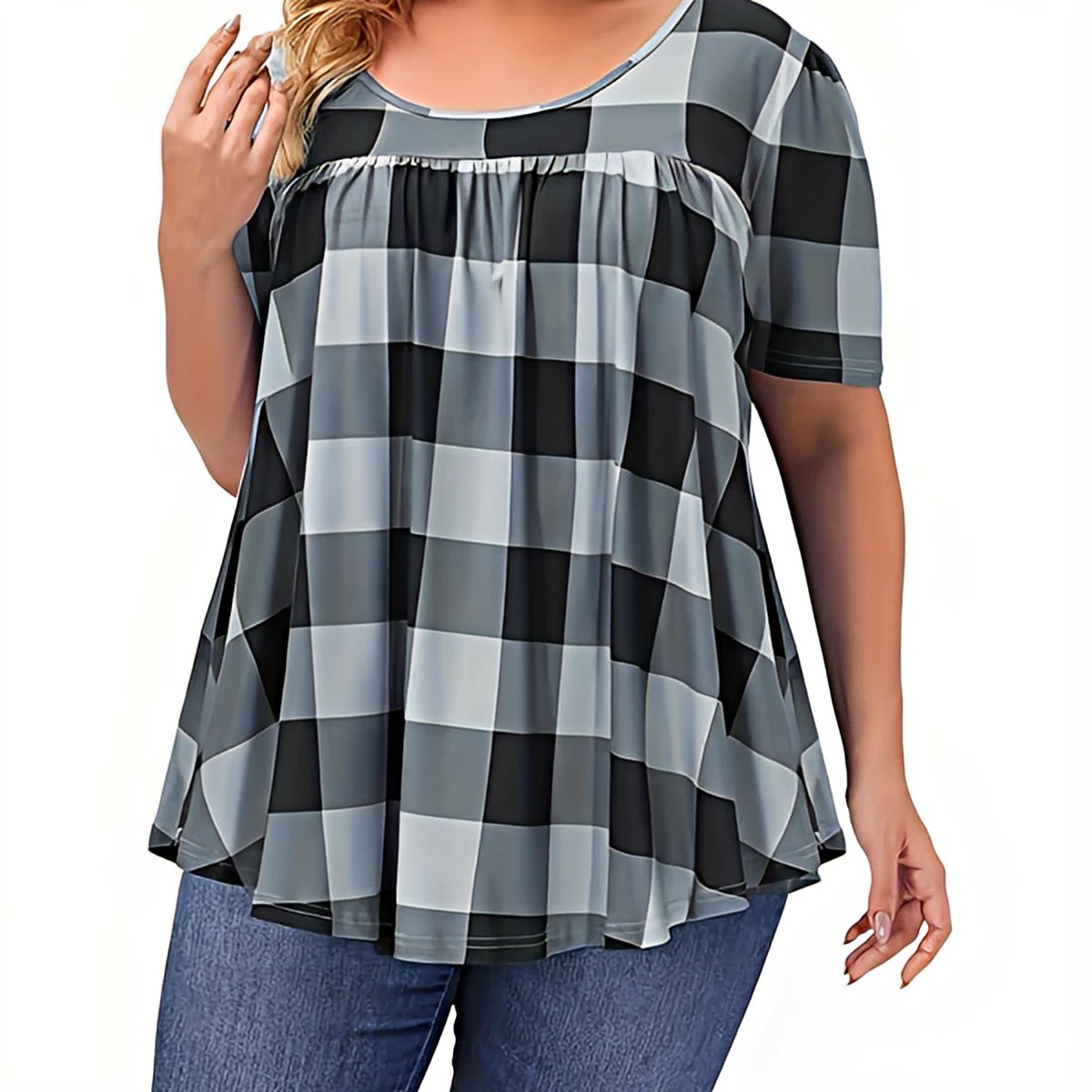 Kamila™ | Plaid Swing Top