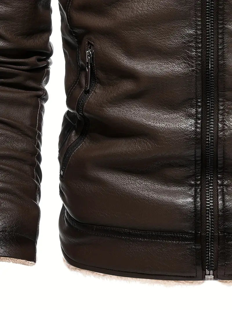 FREDDIES - Quilted Vegan Leather Jacket with Shearling Collar