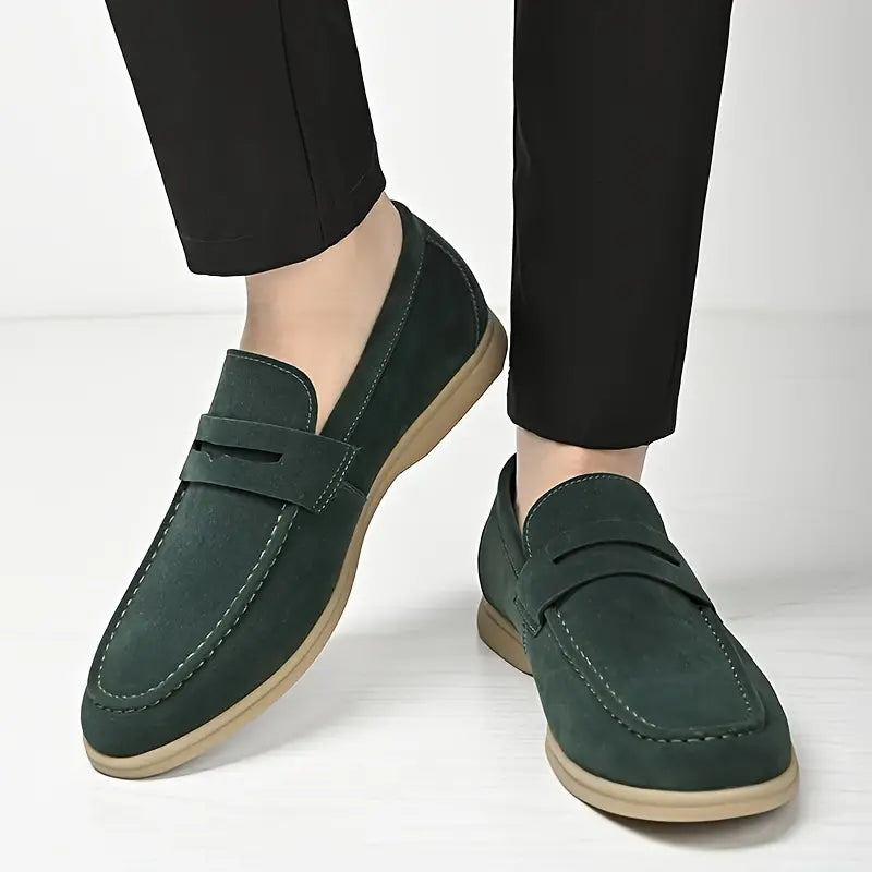 KINGSTON - Vegan Suede Strap Loafers with Modern Contrast Sole