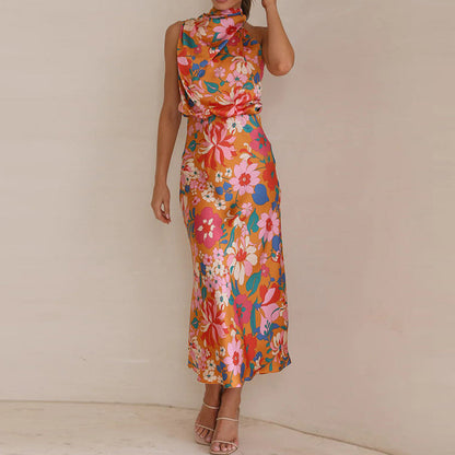 MARCELLE - Floral Satin Dress