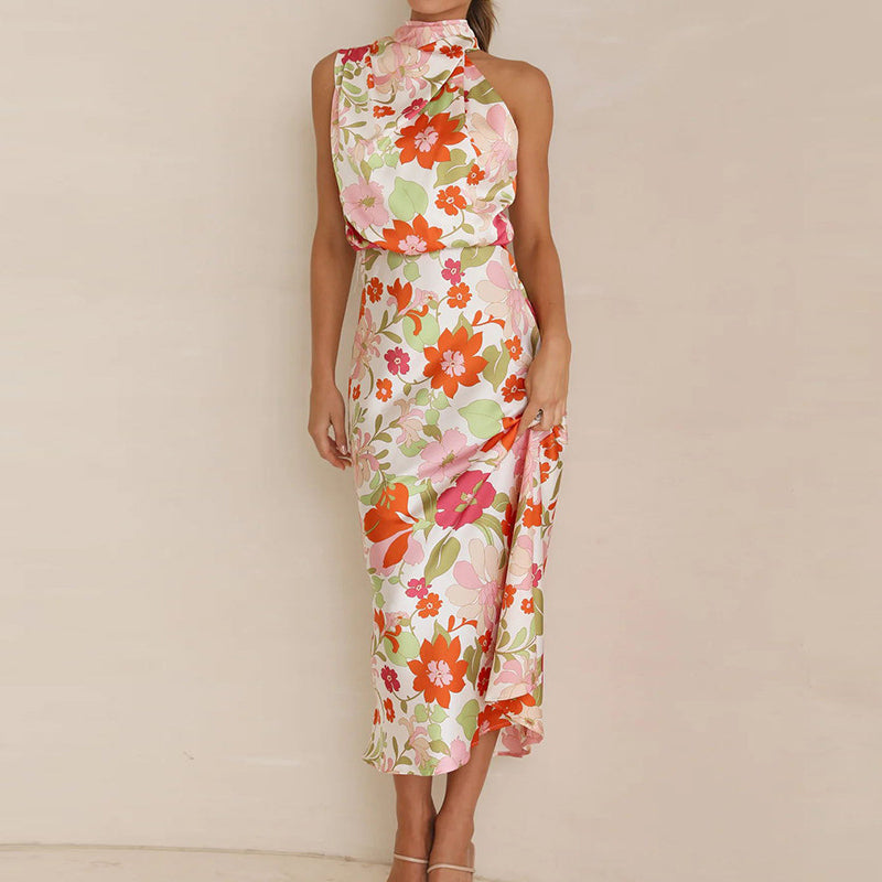 MARCELLE - Floral Satin Dress