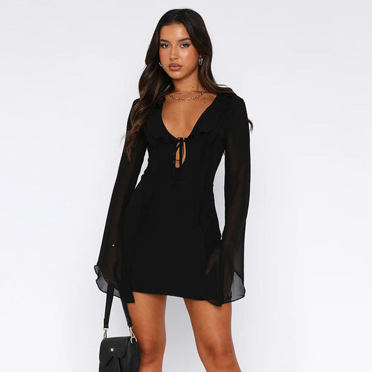 VEX - Mini Dress with Sheer Sleeves