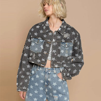 TIA - Starry Denim Cropped Jacket