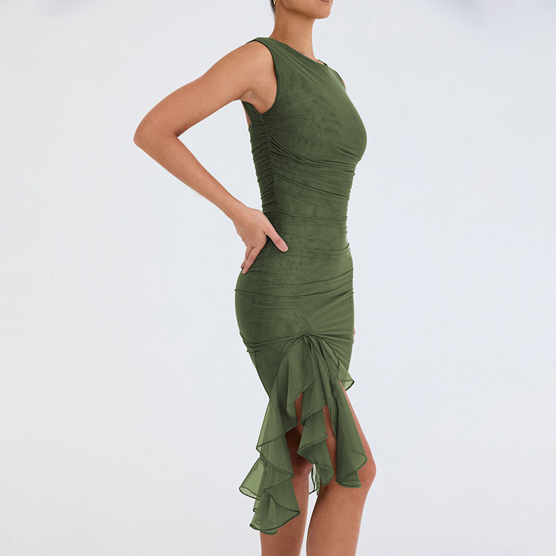 MARIAH - Midi Dress With Ruffles