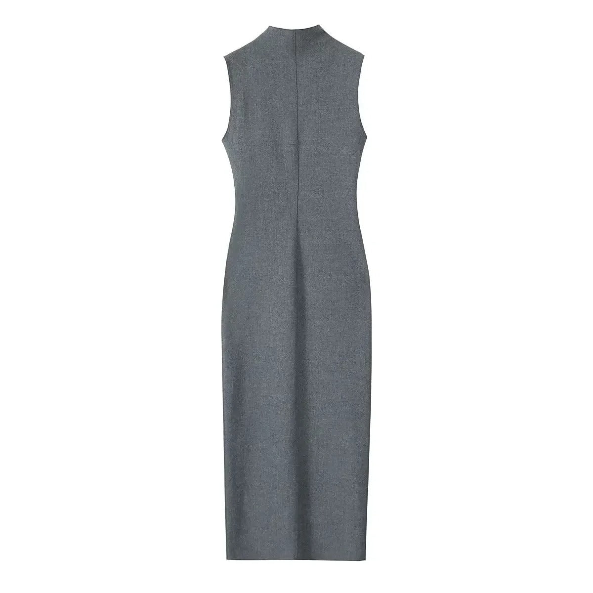 SOLID - Elegant Charcoal Sleeveless Sheath Dress