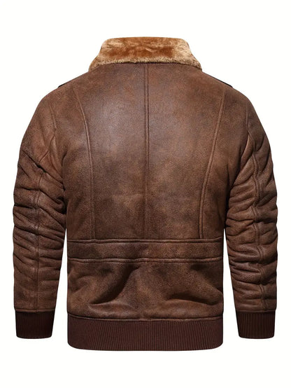 KEITH - Vegan Leather Jacket with Shearling Collar