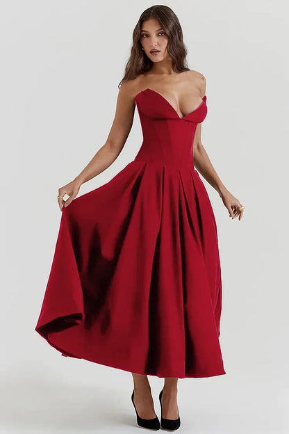 Julia - Strapless V-neck Dress