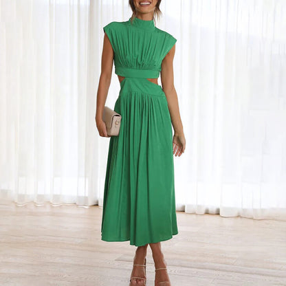 Dana™ | Pleated Dress with High Neck