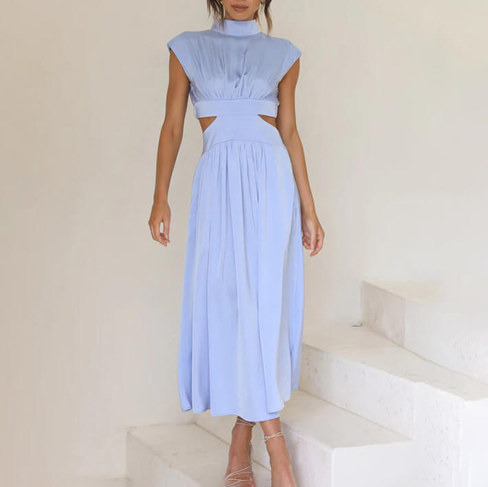 Dana™ | Pleated Dress with High Neck